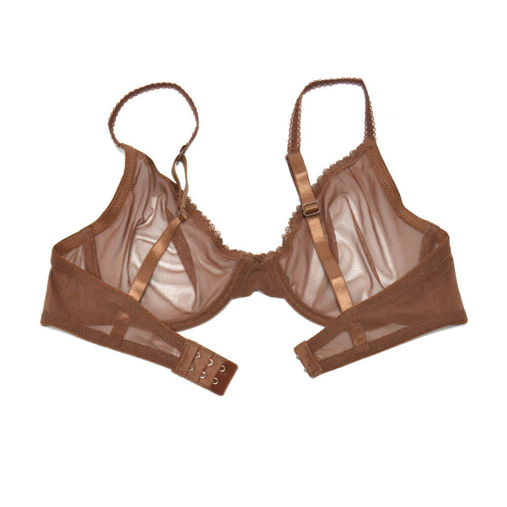 Buy KOSEWEEM Sexy Lace Padded Bra Unlined Clear Sheer Bras Panties Set for  Women (36) at