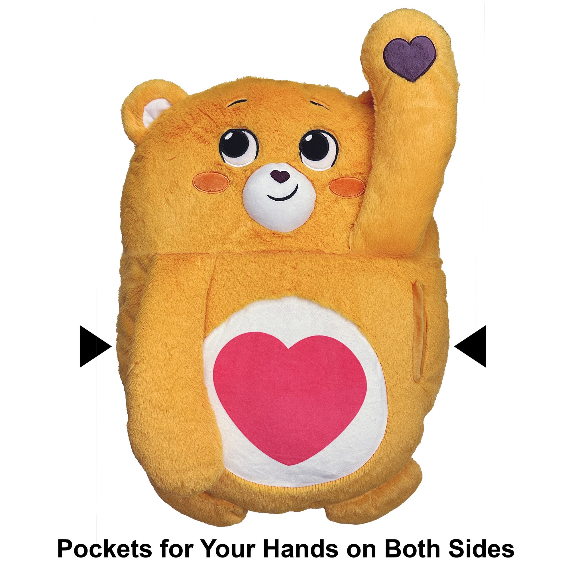 Happy Nappers: Care Bears Pillow Pocket Pal - Tenderheart Bear - Plush Character Pillow Case, Animal Cover w/ Weighted Paws, Huggable Companion, Kids
