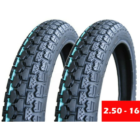 SET OF TWO: Tire 2.50 - 16 (P43) Front/Rear Motorcycle Dual Sport On/Off