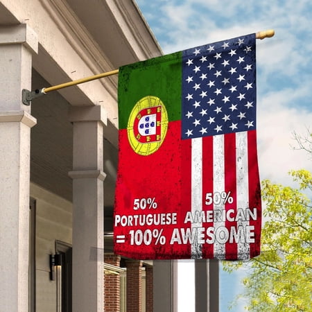 USA Portugal Friendship Half Flag Patriotic Portuguese House Flag, Double-Sided Outdoor Yard Decor 29.5 x 39.5 Inch