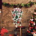 thumbnail image 4 of Christmas Artificial Wreath Flocking Snow Covered Rattan Upside Down Tree Red Bowknot Ribbon Scene Layout Shiny Balls Xmas Door, 4 of 8