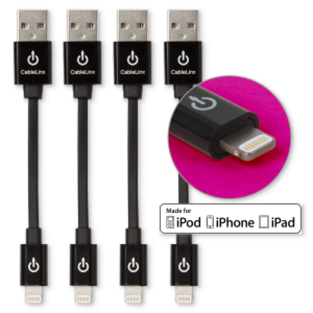 CableLinx 4 inch Value Pack of 4 Apple Certified MFi Lightning to USBA