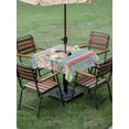 thumbnail image 3 of Outdoor Tablecloth with Umbrella Hole and Zipper, Easter Bunny Square Table Cloth 60x60 Inch Waterproof Tablecloth, Eggs Cute Rabbit Colorful Wooden Grain Rustic Picnic Table Cover for Patio Camping, 3 of 7