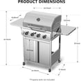thumbnail image 7 of 4-Burner 32000 BTU Stainless Steel Propane Grill, 304 Grates, Foldable Side Shelves with Wheels, 7 of 7