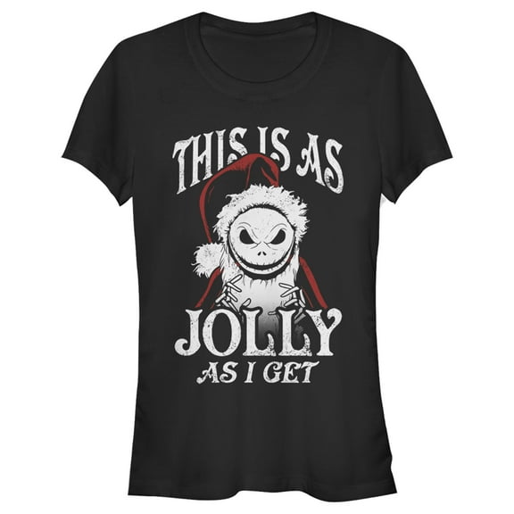 Junior's The Nightmare Before Christmas This Is As Jolly as I Get  Graphic Tee Black 2X Large