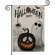 Trick or Treat Halloween Garden Flag Pumpkin Black Cat Ghost Flag for Halloween Decor Double Sided Halloween House Flag