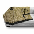 thumbnail image 3 of Damask Soft Flannel Fleece Blanket, English Country House Damask Motif on Wall and Chandelier Silhouettes Renaissance, Cozy Plush for Indoor and Outdoor Use, 50" x 70", Yellow Black, by Ambesonne, 3 of 6