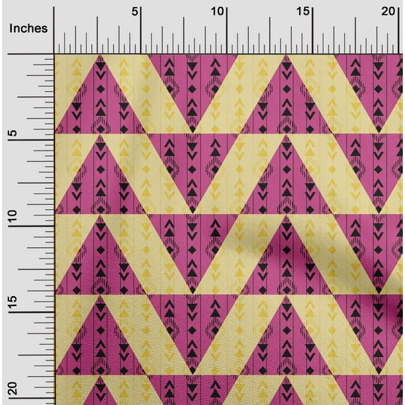 oneOone Viscose Jersey Fabric Stripe|Diamond & Triangle Geometric Print Sewing Fabric BTY 60 Inch Wide
