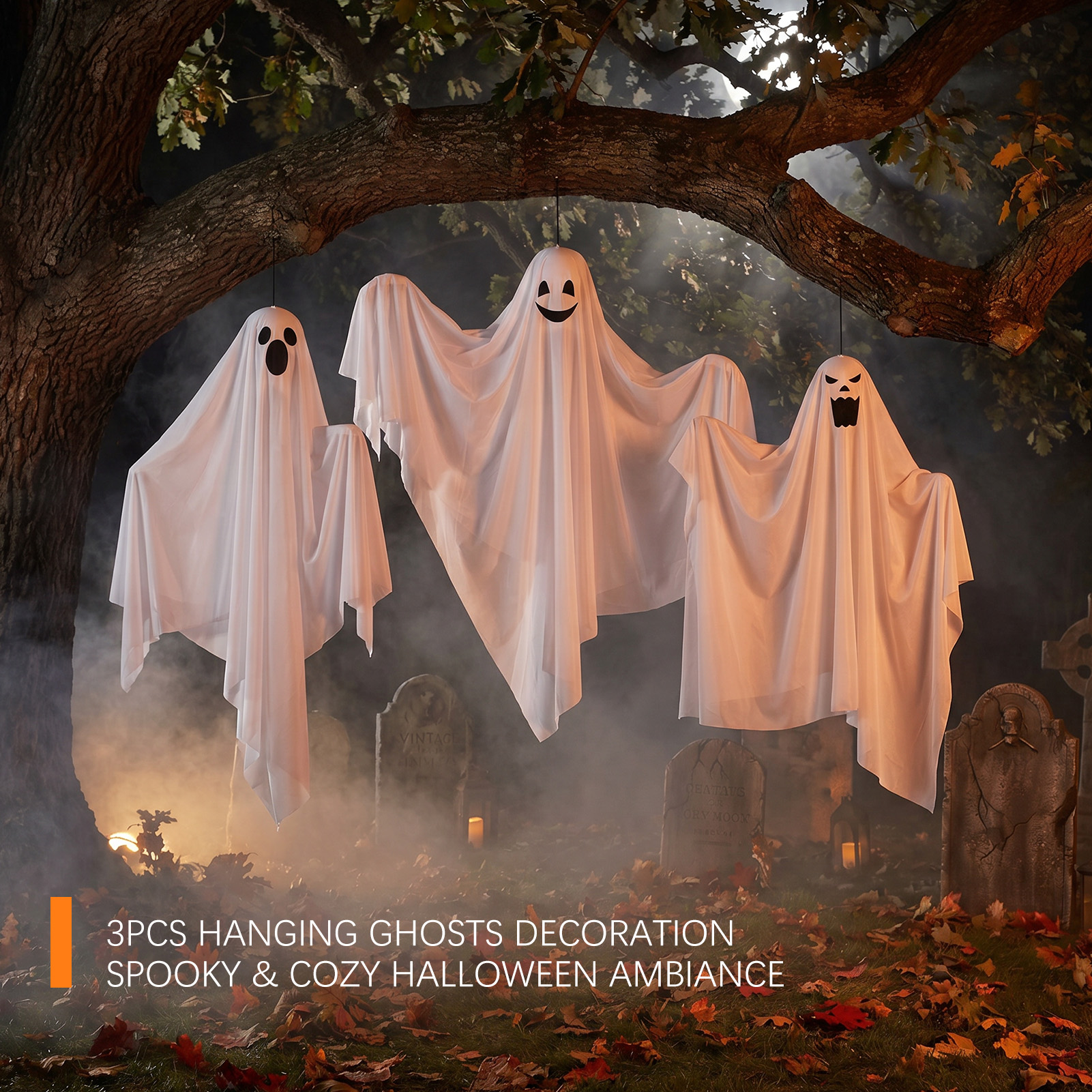 Ayieyill 3-Pack Cute Hanging Ghost Decorations photo 3