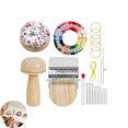 thumbnail image 4 of Hioecau Mini Darning Loom Kit Wooden Darning Mushroom Knit Patch Maker Kit Weaving Loom with 50 Color Threads Large Eye Needles for Mending Socks Sweaters Jeans Handcraft DIY Repair, 4 of 7