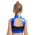 thumbnail image 2 of Hansber Kids Girls Turtleneck Glossy Metallic Color Block Ballet Dance Crop Tank Top Workout Yoga Gymnastic Shirts Blue 12, 2 of 6