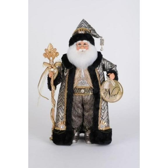 Karen Didion Silver and Gold Noel Santa Figurine Polyresin