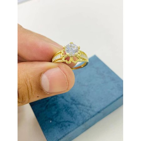 14K Yellow Gold Wedding Band Ring Solitaire Engagement Ring CZ Anillo Bodas #7