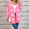 thumbnail image 5 of Amidoa Long Sleeve Women Sweater Cardigan Valentines Pink Long Knit Pockets Heart Cardigans Womens Sweaters Cardigan M, 5 of 9