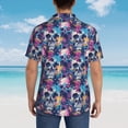 thumbnail image 4 of Balery cool Skull colorful Camisas hawaianas de manga corta para hombre, camisas playeras de corte holgado, camisas de vacaciones con botones,Small, 4 of 7
