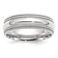 thumbnail image 4 of 14K White Gold 7mm Double Milgrain Comfort Fit Band Ring Size 5, 4 of 7