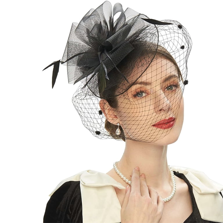 Fascinator Hat Sheer Mesh Large Flower Veil Retro Elegant 