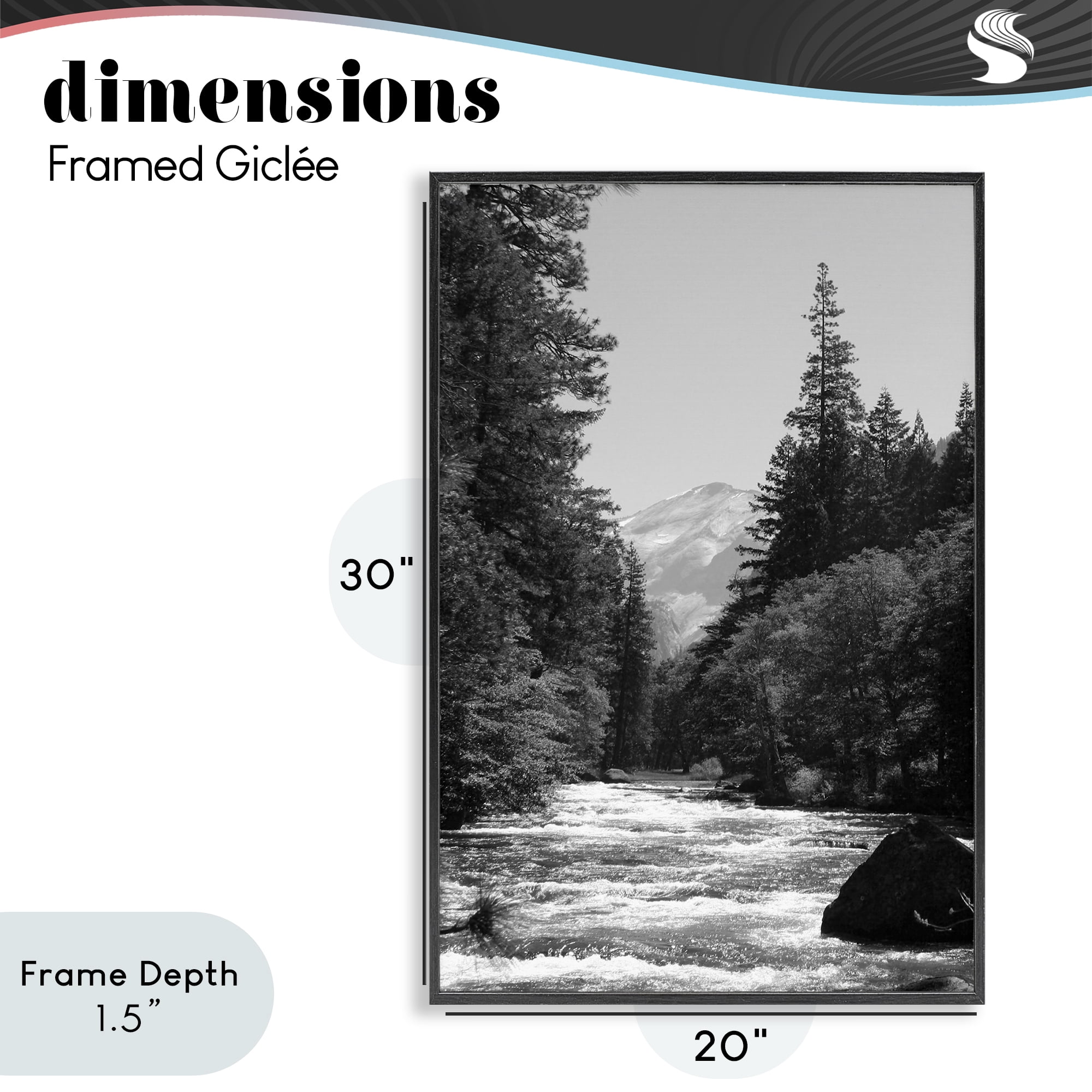 Stupell Industries Merced River Flow Black Framed Giclee Art, design by Kim Curinga