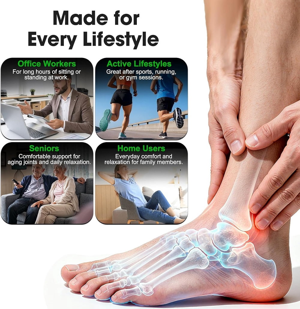 2PCS Cordless Foot Massager for Neuropathy, 3000mAh Rechargeable Ankle Heating Pad with Massage for Circulation, Foot Ankle Pain Relief Massager, Gray