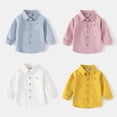 thumbnail image 4 of YTDSCS Toddler Kids Long-Sleeved Shirt for Boys Fall Solid Color Dress Shirt with Pocket Baby Spring Blouse Tops 2-7T, 4 of 9