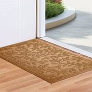 G128 Front Door Mat 29.5x17 Inch, Sturdy Door Mats for Home Entrance Outdoor Indoor, Non-Slip Rubber Backing Low Profile Mat, Brown Leaves
