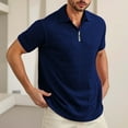 thumbnail image 2 of MIXUE Polo Shirts For Men Summer Mesh Solid Color Lapel Zipper Short Sleeve Slim Fit Casual Streetwear,Blue,S, 2 of 4