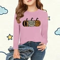 thumbnail image 2 of Thanksgiving Day Outfits Long Sleeve Cotton T-Shirts for Girls Pumpkin Plaid Printed Crewneck Fall Tops Tshirts (10-11 Years, Pink 01), 2 of 5