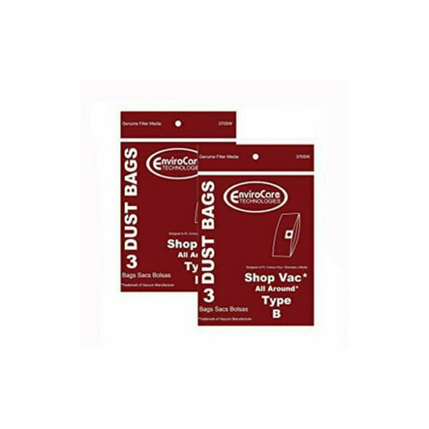 Shop Vac All Around Type B Vacuum Bags 370SW (2 Pack 6 Bags)