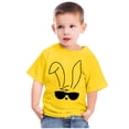 thumbnail image 2 of Zwiiyzr 2024 Toddler T-Shirt Bunny Face Doodle Easter Spring Time Flowers Great Gift Idea Easter Eggs Candy Basket Rabbit Cotton Tail Yellow-160, 2 of 5
