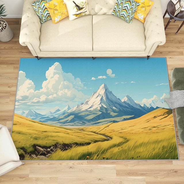3x5 Rug, Mountain Door Mat Washable Non Slip Soft for Entryway, Nature Landscape Rug, Nature Scenery Carpet, Mountain Home Decor & Gifts