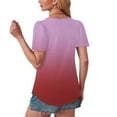 thumbnail image 3 of JMKQLZ Women's Spring/Summer Gradient Round Neck Sleeve Short Sleeve Top T-shirt, 3 of 7