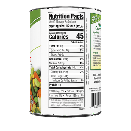 Veg-All Canned No Salt Added Mixed Vegetables, Canned Vegetables, 15 oz