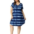 thumbnail image 2 of MODA NOVA Juniors' Plus Size Tunic V Neck Short Sleeve Round Hem Tie Dye Midi Dresses, 2 of 6