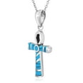 thumbnail image 2 of Eternal Egyptian Ankh Cross Simulated Turquoise Inlay .925 Sterling Silver Pendant Necklace | Sterling Silver Necklace for Women | Long Necklaces for Women, 2 of 6
