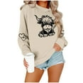 thumbnail image 5 of successthop Sweatshirts for Women Western Cow Crewneck Long Sleeve Sweater Pullover Tops Casual Print Stylish Outwear, 5 of 6