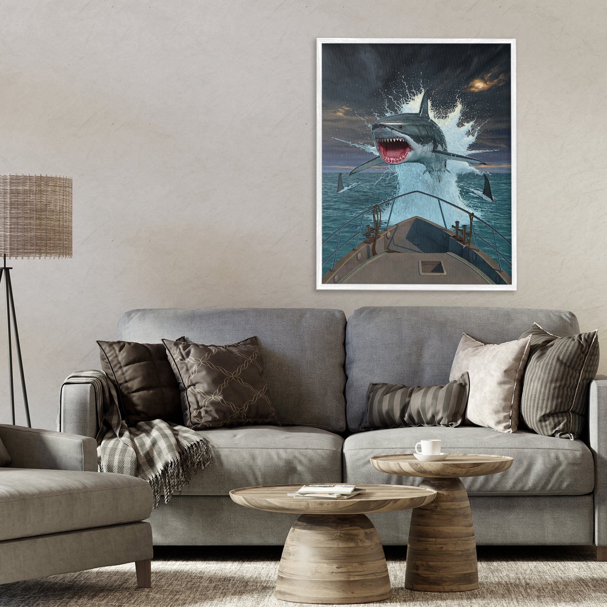 Stupell Industries Fish Out Of Water White Framed Giclee Art, design by Vincent Hie