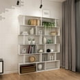 Yusong Bookshelf 6Tier, Geometric Bookcase S Shaped Book Shelves for