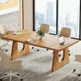thumbnail image 3 of Tribesigns Large Conference Table, 70.9 Inches Rectangular Office Desk, Rustic Wood Conference Meeting Room Table for 6-8 People, Breakroom, Reception Office Furniture (Brown), 3 of 11