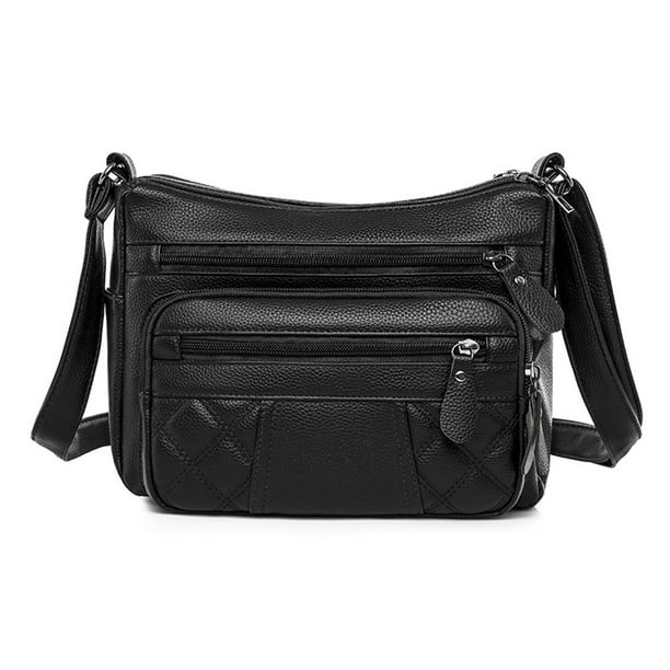 Bolso Bandolera Bolso bandolera para mujer Cuero de PU Bolsos para madres de mediana edad Bolso para dama (Negro) Likrtyny Para Estrenar