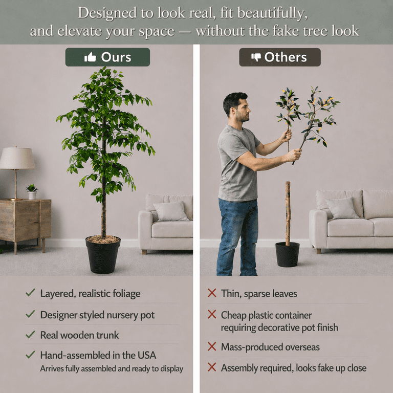 LCG Florals 6-Foot Artificial Ficus Tree with Black Pot photo 4