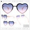 thumbnail image 2 of Womens Retro Rimless Heart Shape Metal Rim Sunglasses Gold Pink - Blue Pink, 2 of 8