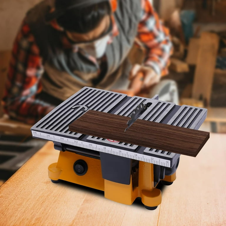 Mini Table Top Saw - 4 Inch Portable Cutting Tool With 3 Blades For Wood, Metal & Plastic