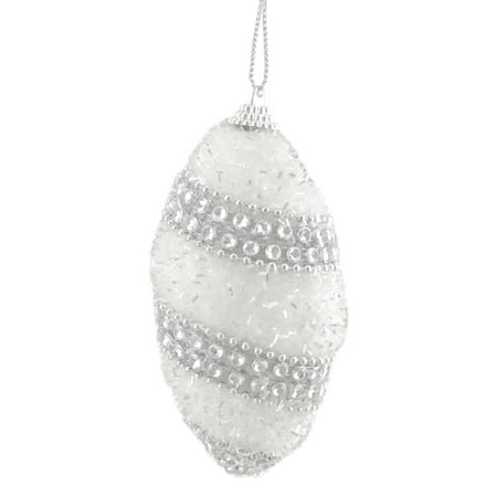 Bead Patterns For Christmas Ornaments 4ct White and Silver Beaded with Swirl Patterns Shatterproof Finial Christmas Ornaments 4.5