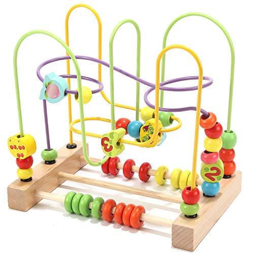 Wondertoys Bead Maze Toy for Toddlers Wooden Colorful Abacus Roller