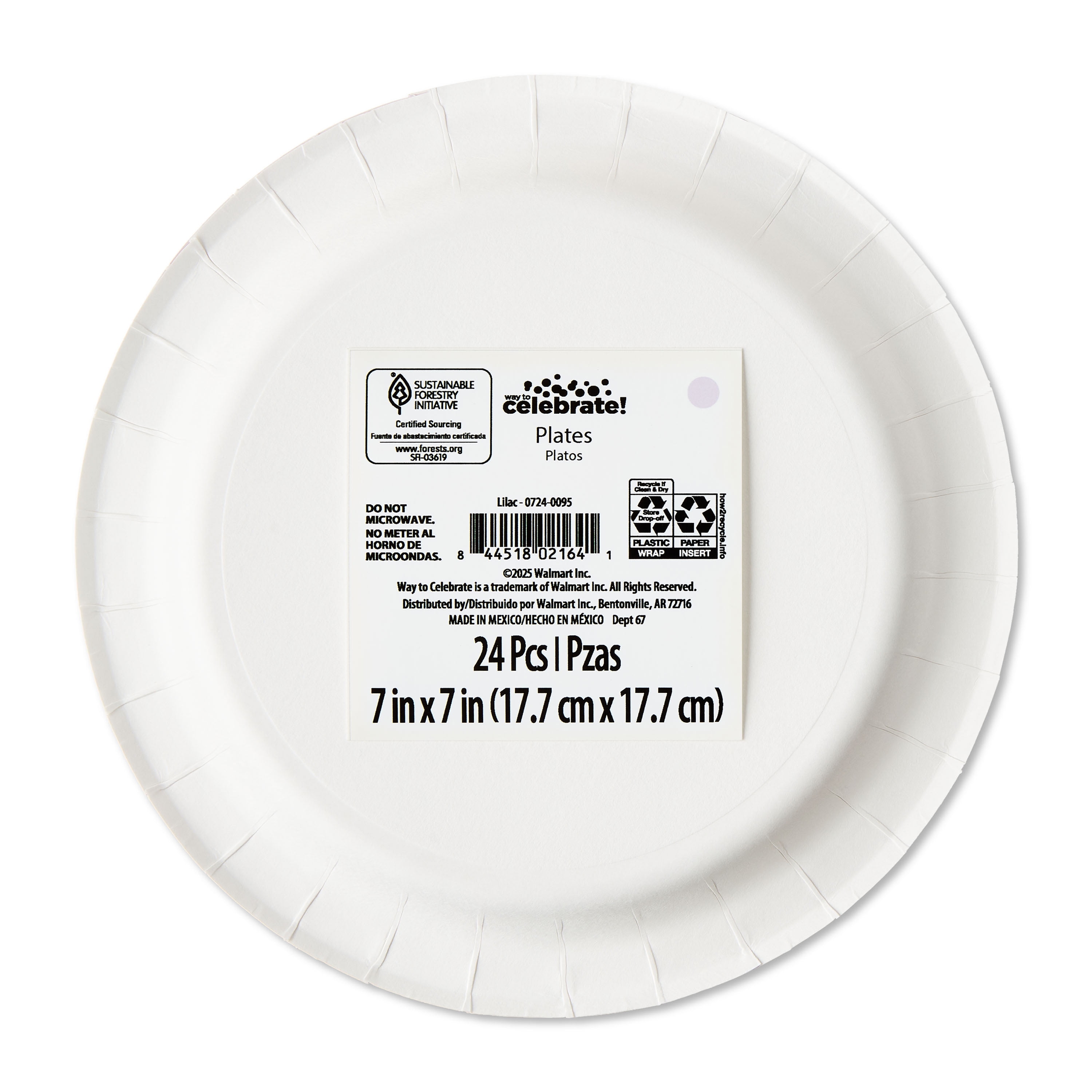 Way To Celebrate Lilac Disposable Paper Plates, 7 in, 24 Count