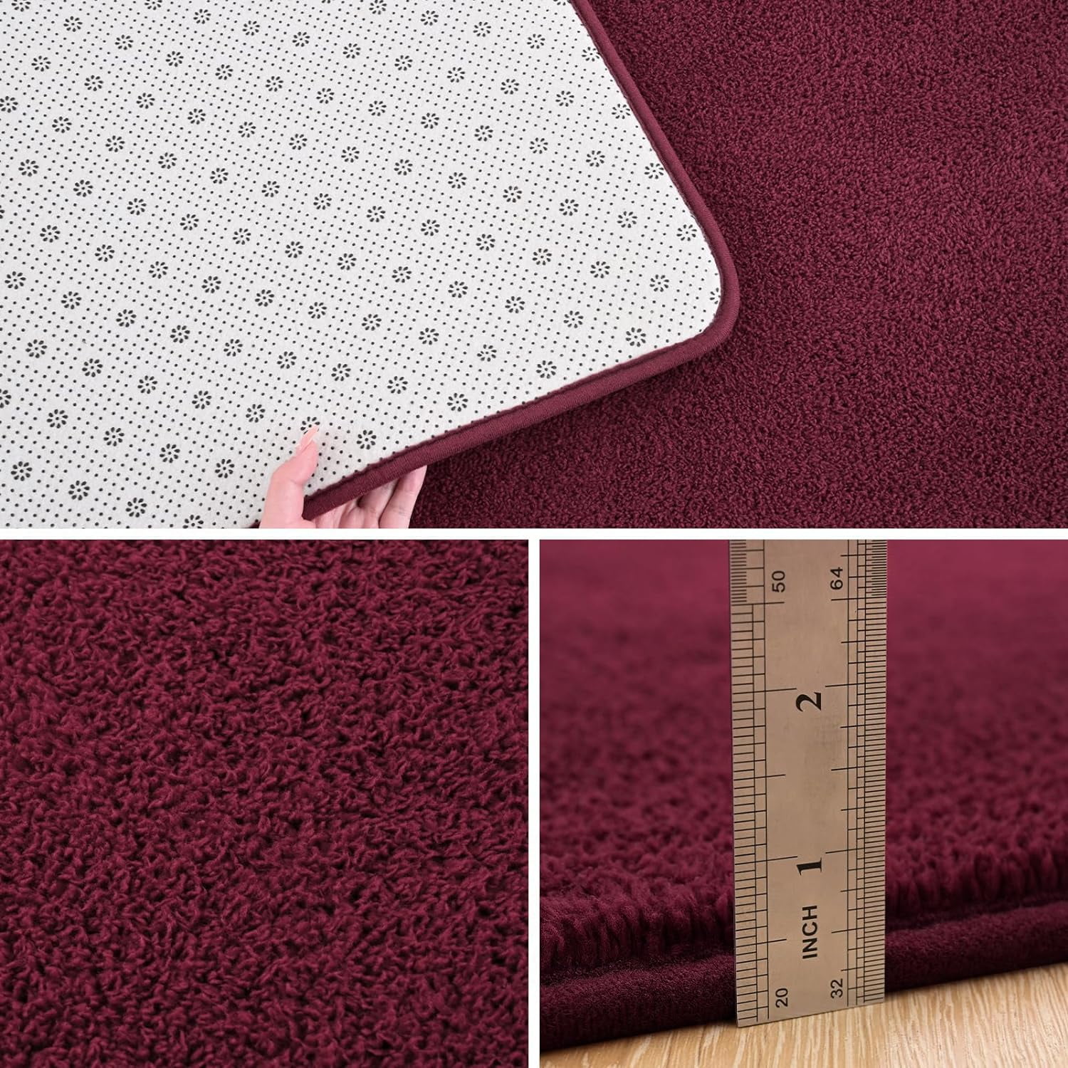 Arogan Soft Low Pile Rug Modern Area Rugs for Bedroom Living Room,Suitable for Boys Girls Teenagers and Adults with Super Soft Touch , Wine Red ,5'x 7'