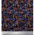 thumbnail image 1 of Soimoi Black polyester Crepe Fabric Diamond Geometric Printed Fabric 1 Yard 52 Inch Wide, 1 of 5