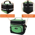 thumbnail image 4 of OPUX Insulated Dual Compartment Lunch Box for Men Women | Leakproof Double Deck Lunch Bag Work Office | Soft Cooler Tote Shoulder Strap Adult | Reusable Thermal Lunch Pail Kit 12 Can, Green, 4 of 7
