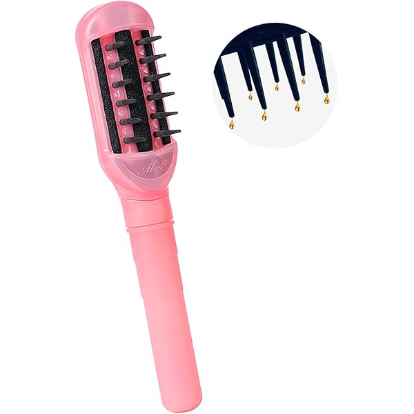 wonim44 Hair Oil Applicator Comb with 10ml Dispenser, Mess-Free Brush Oiling Tool for Quick Even Application, Scalp Massage Brush with Container Handle for Thick/Curly Hair Care for Women Girls (Pink)