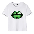 thumbnail image 1 of Gibobby Blusas Termicas Dama Camisetas con estampado de labios para niños y niñas, ropa para Festival , verano, manga corta （Verde， 9-10 Años), 1 of 4
